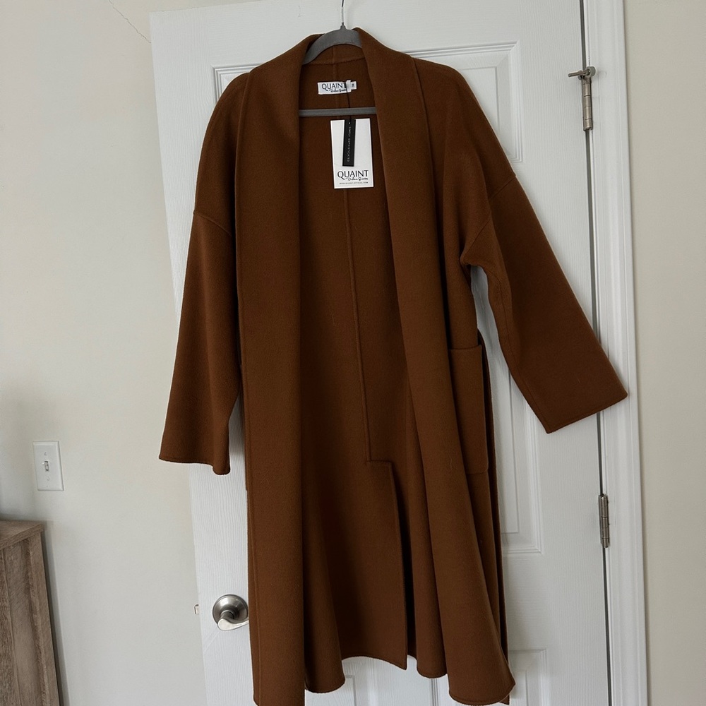 QUAINT ICONIC Dion Wool-Cashmere Robe Coat - Caramel